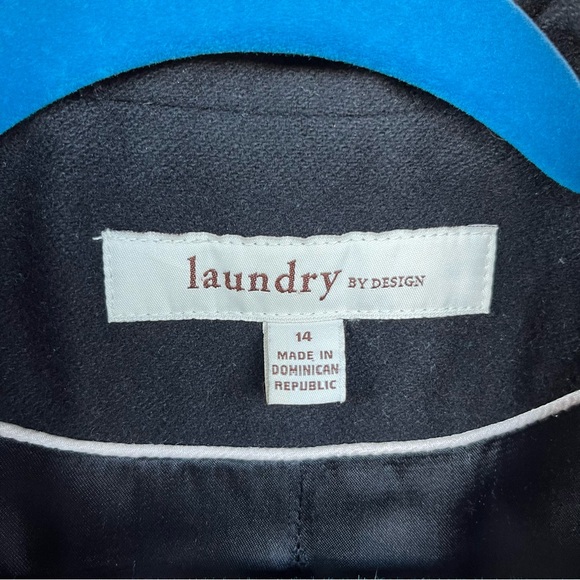 Black double breasted wool blend pea coat size 14. Laundry by design - Picture 3 of 14